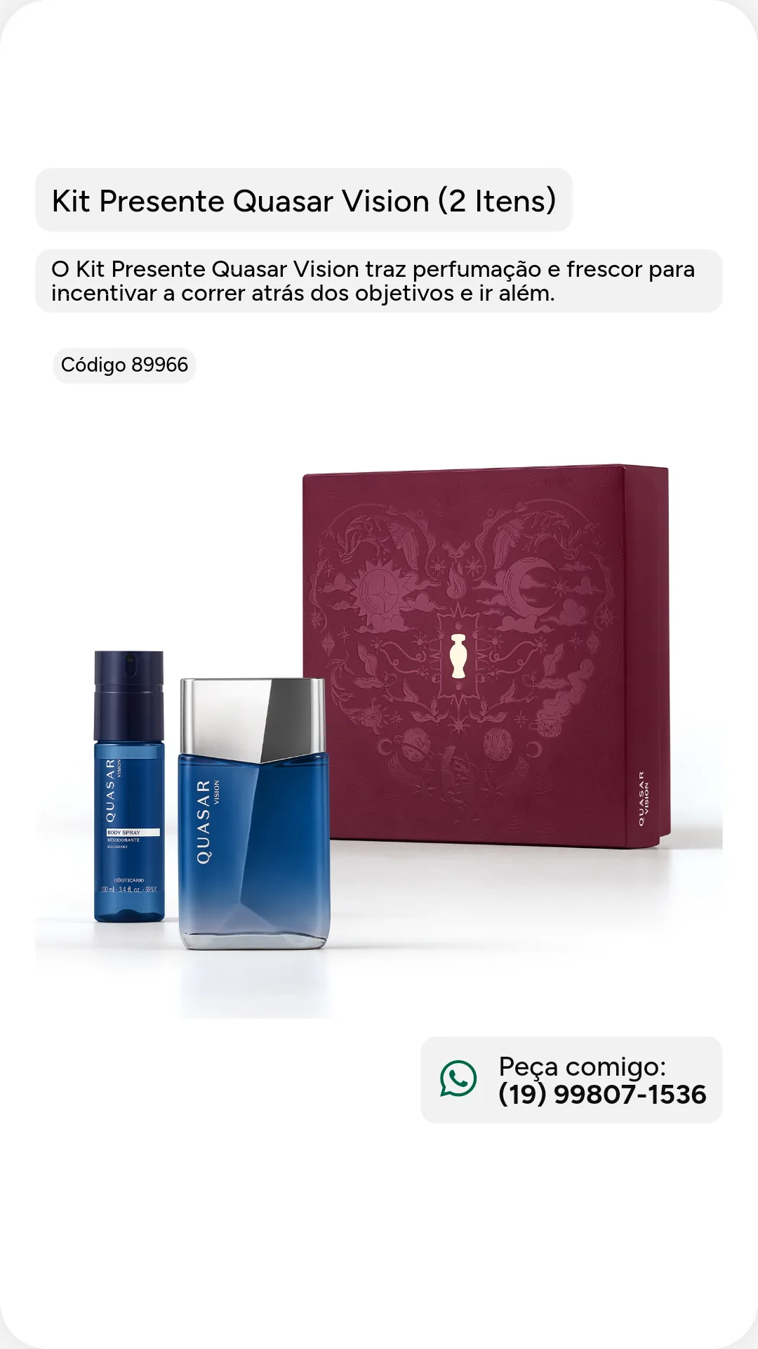 Kit de presente Quasar  Vision (2 intens )