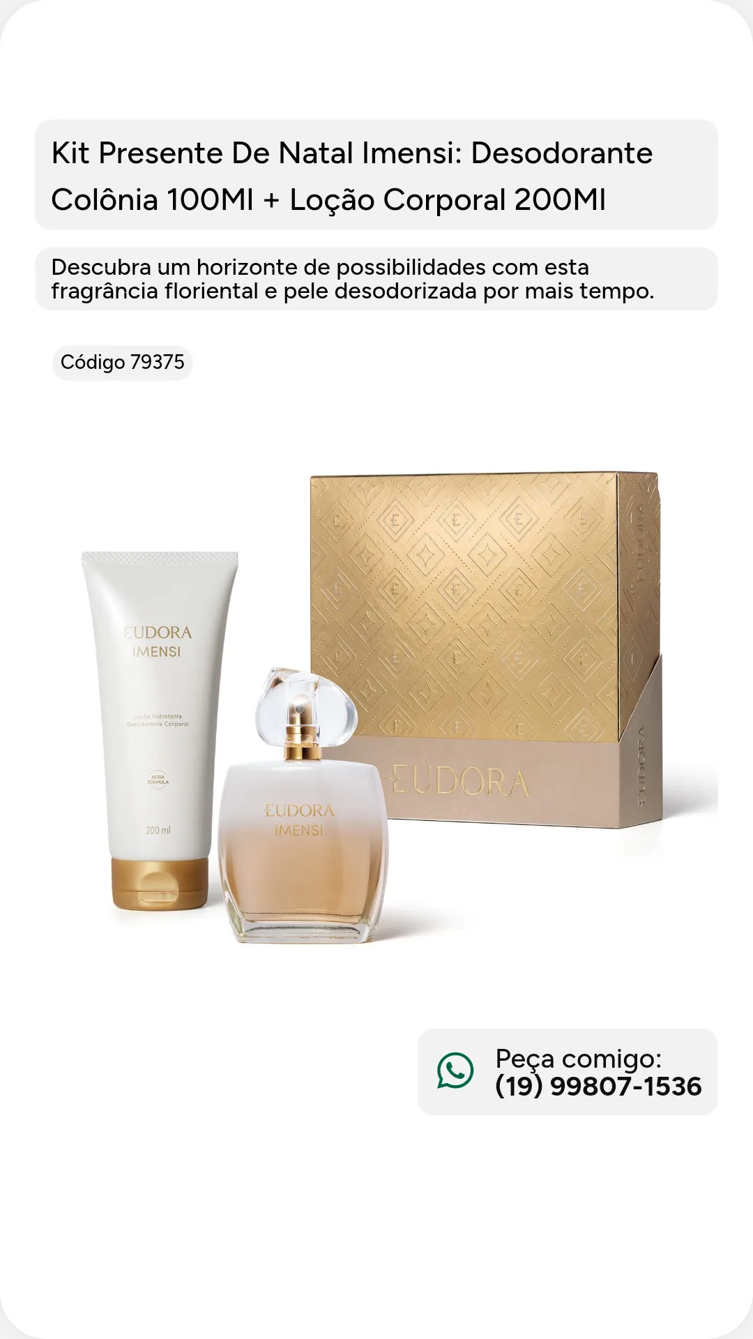 Kit presente de natal  Imensi: desodorante Colônia